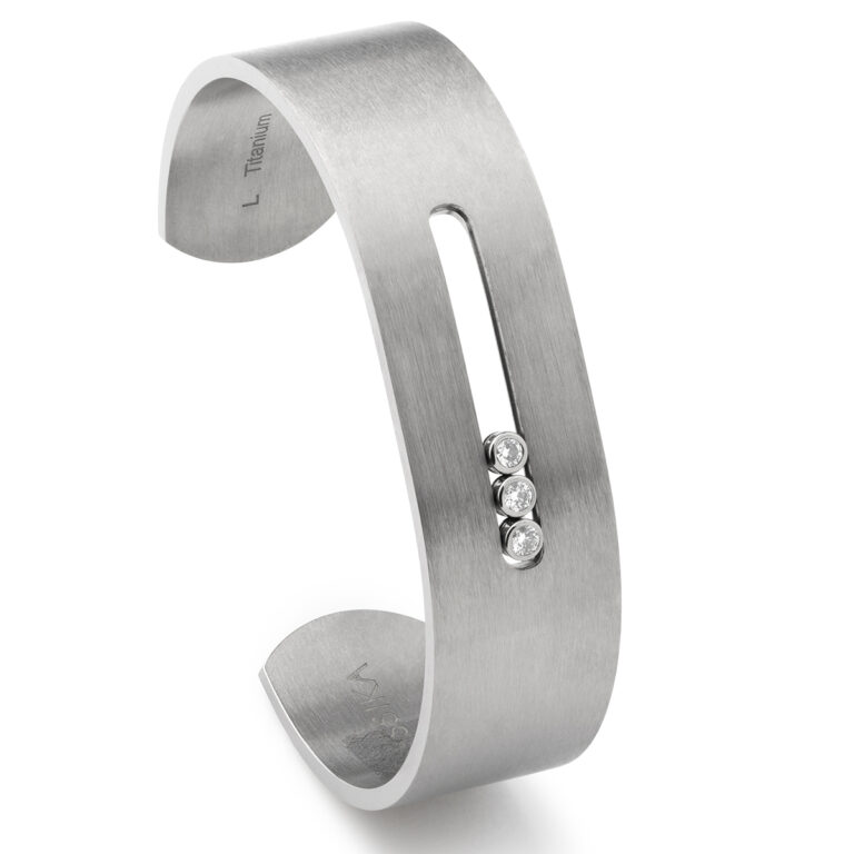 BRACELET BANGLE MOVE TITANIUM, EN TITANE ET DIAMANTS 0,24CT